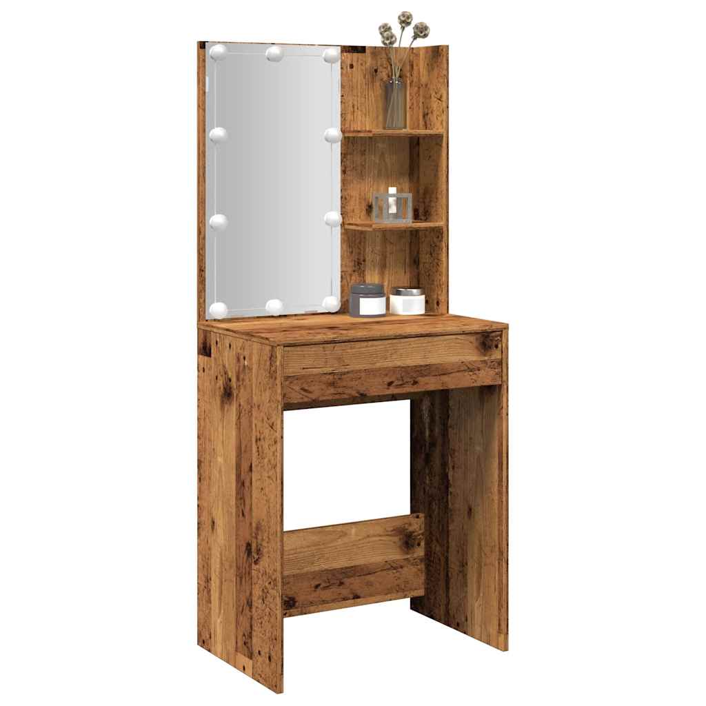 vidaXL Tocador con LED color 60x40x140 cm en color Roble Sonoma/Gris sonoma/Madera antigua y más