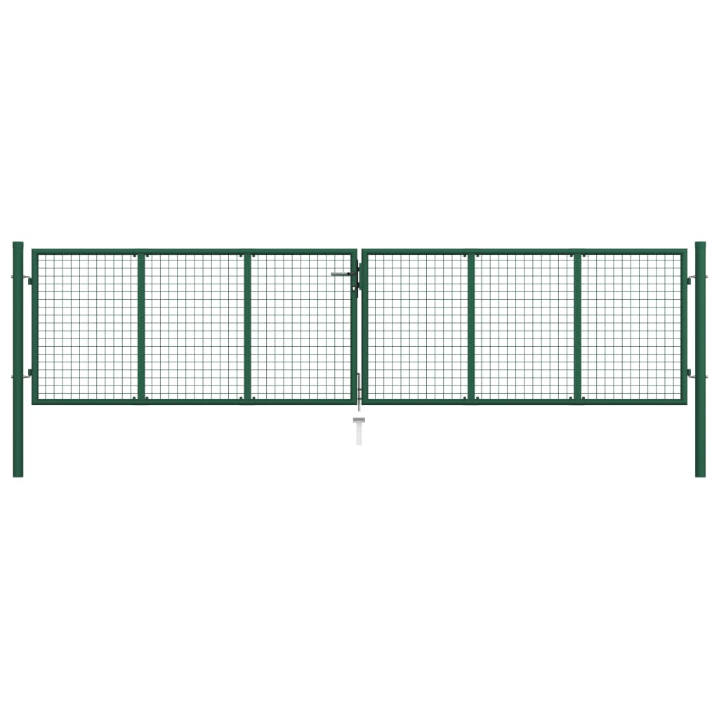 vidaXL Puerta de Malla de Jardín Cancela de Valla Cerca Acero Verde Dimensiones 390 x 75 cm, 390 x 100 cm, 390 x 125 cm