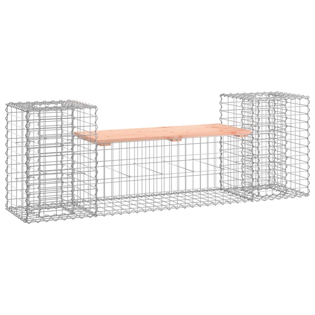 vidaXL Banco jardín diseño gaviones madera abeto Douglas 183x41x60,5cm