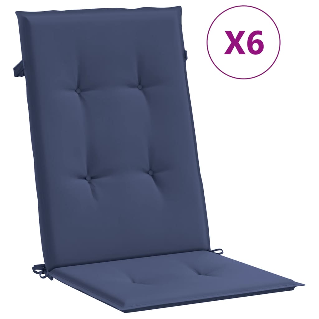 Vidaxl Cojines de Silla de Respaldo Alto 6 Uds 120x50x3 Cm - Color Azul, Verde Brillante - Cojín Decorativo de Asiento