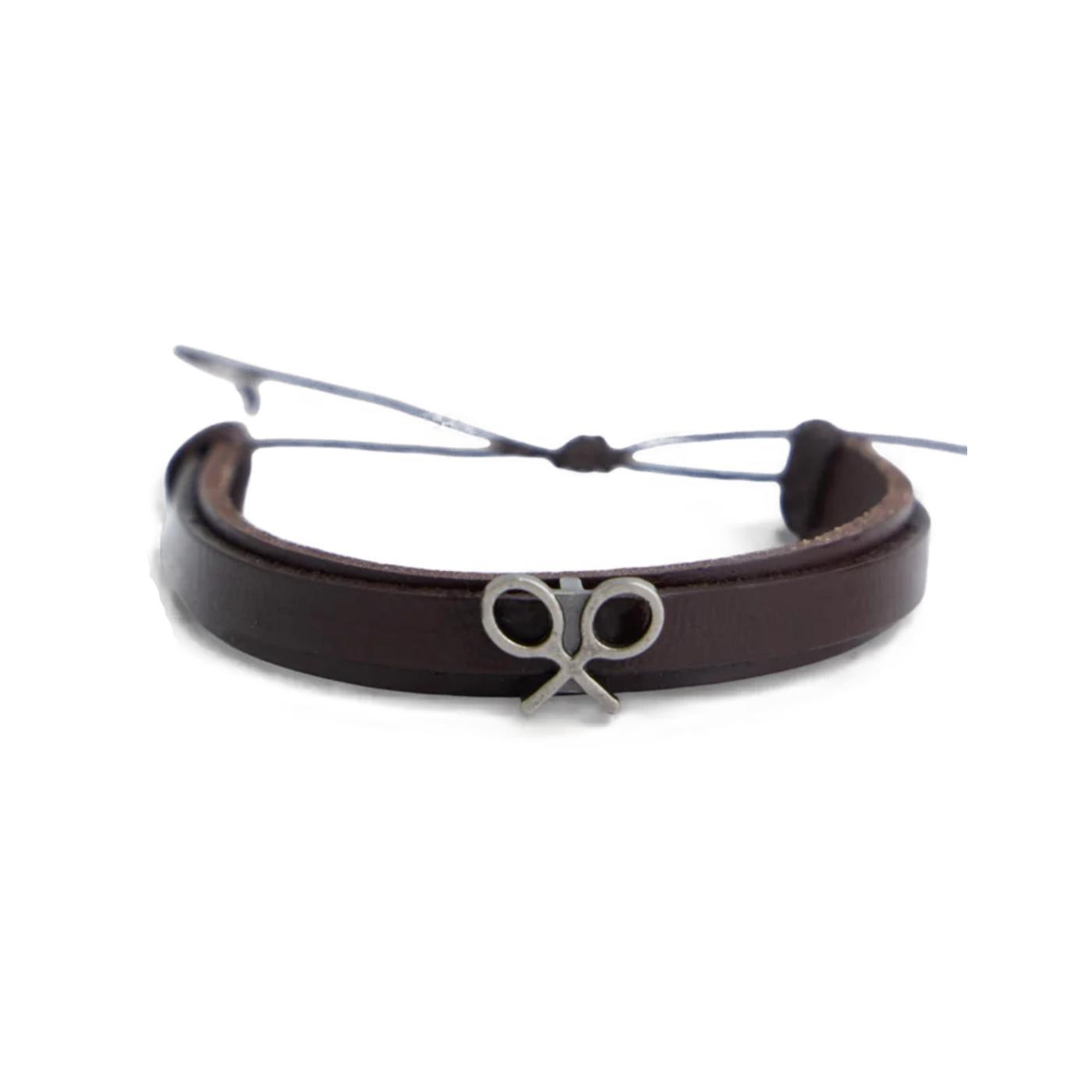 Pulsera Silbon raquetas cabos marrón de piel para hombre