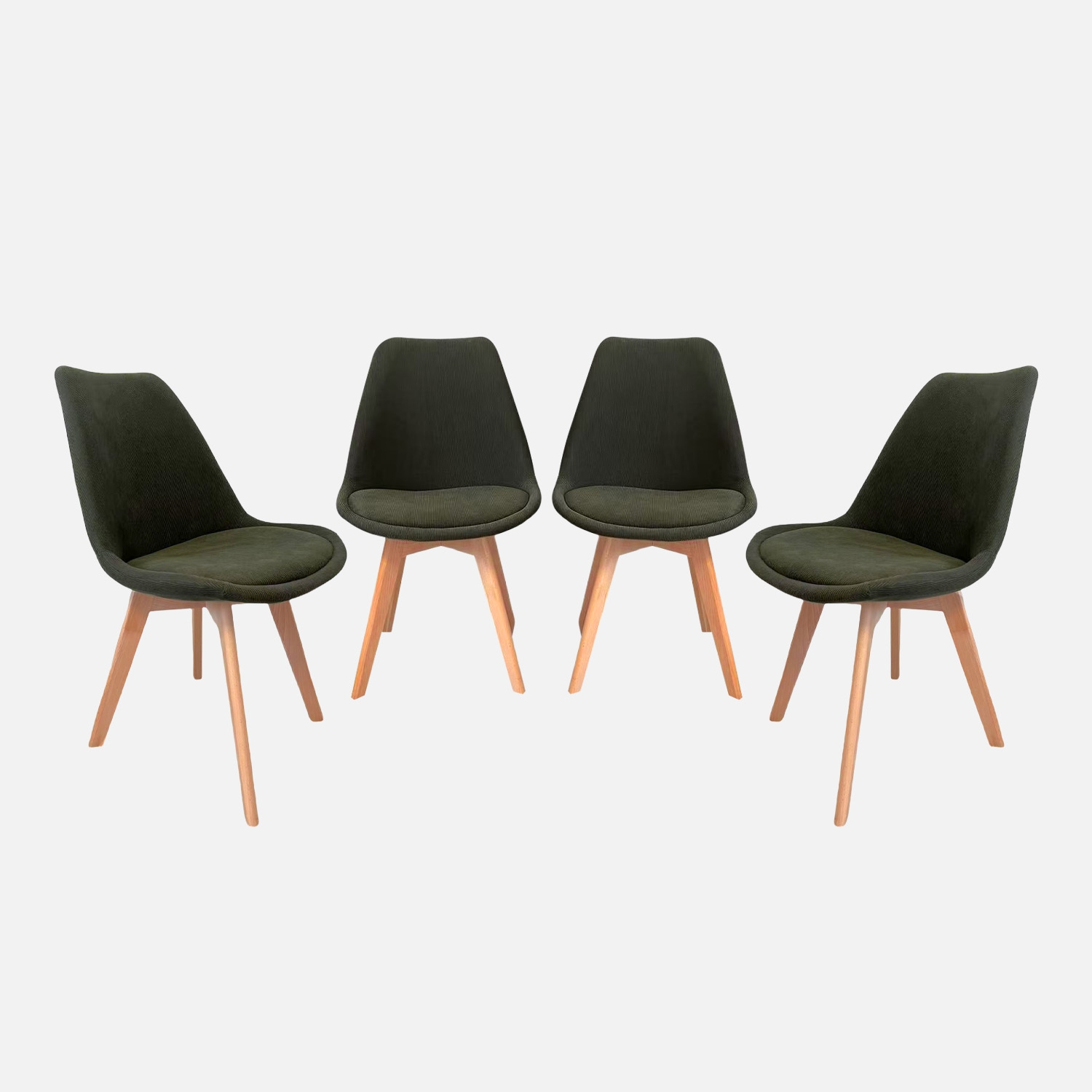 sweeek - Silla escandinava de madera de haya y pana fina, set de 4 , Nils pana , 49x55x81