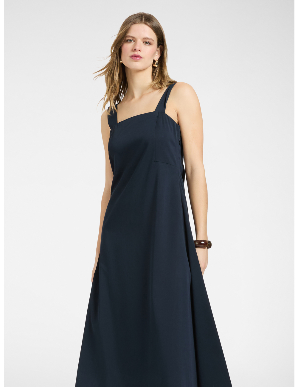 Elena Mirò - Vestido largo de raso mezcla algodón