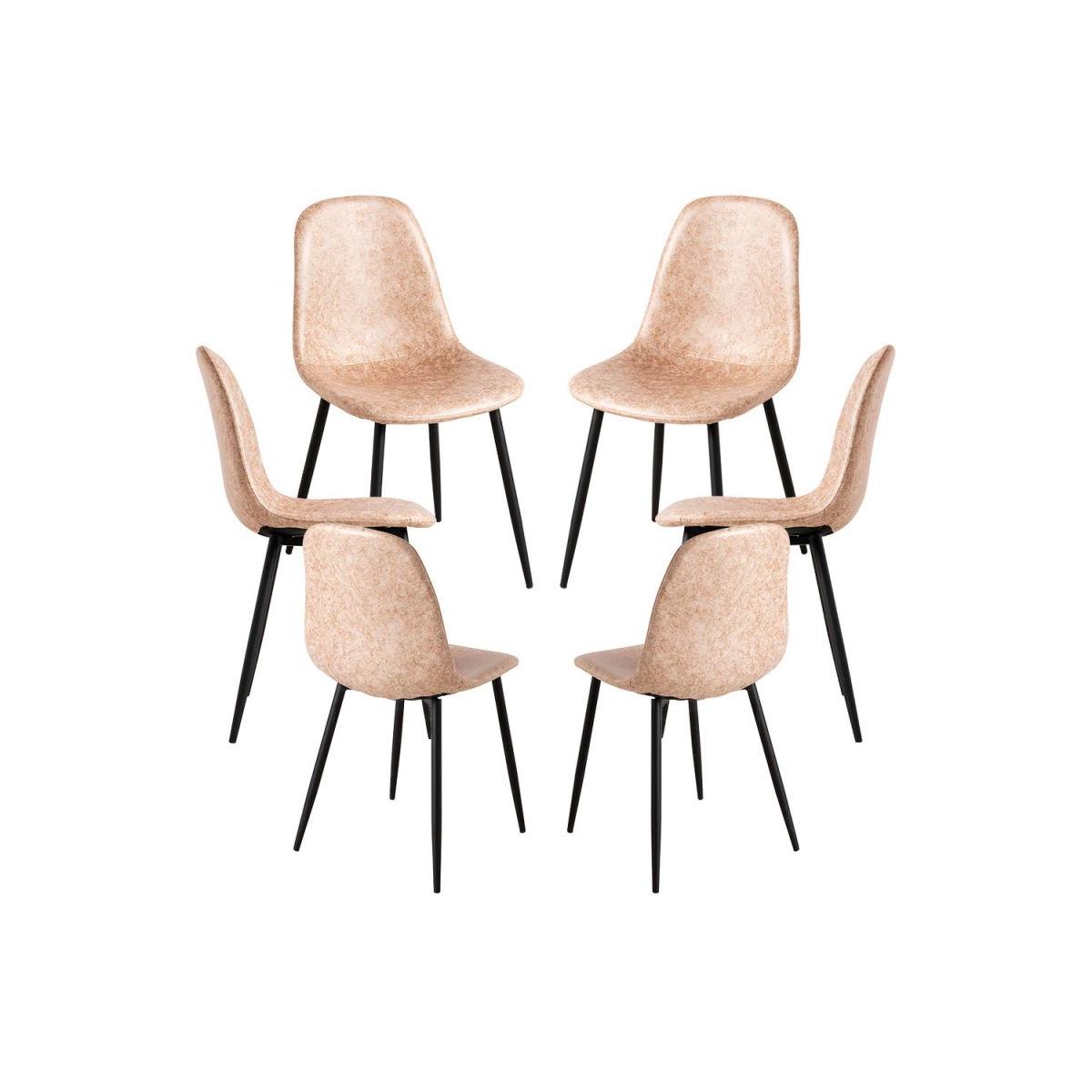 Regalos Miguel - Packs Sillas Comedor - Pack 6 Sillas Black Teok Polipiel - Beige Vintage