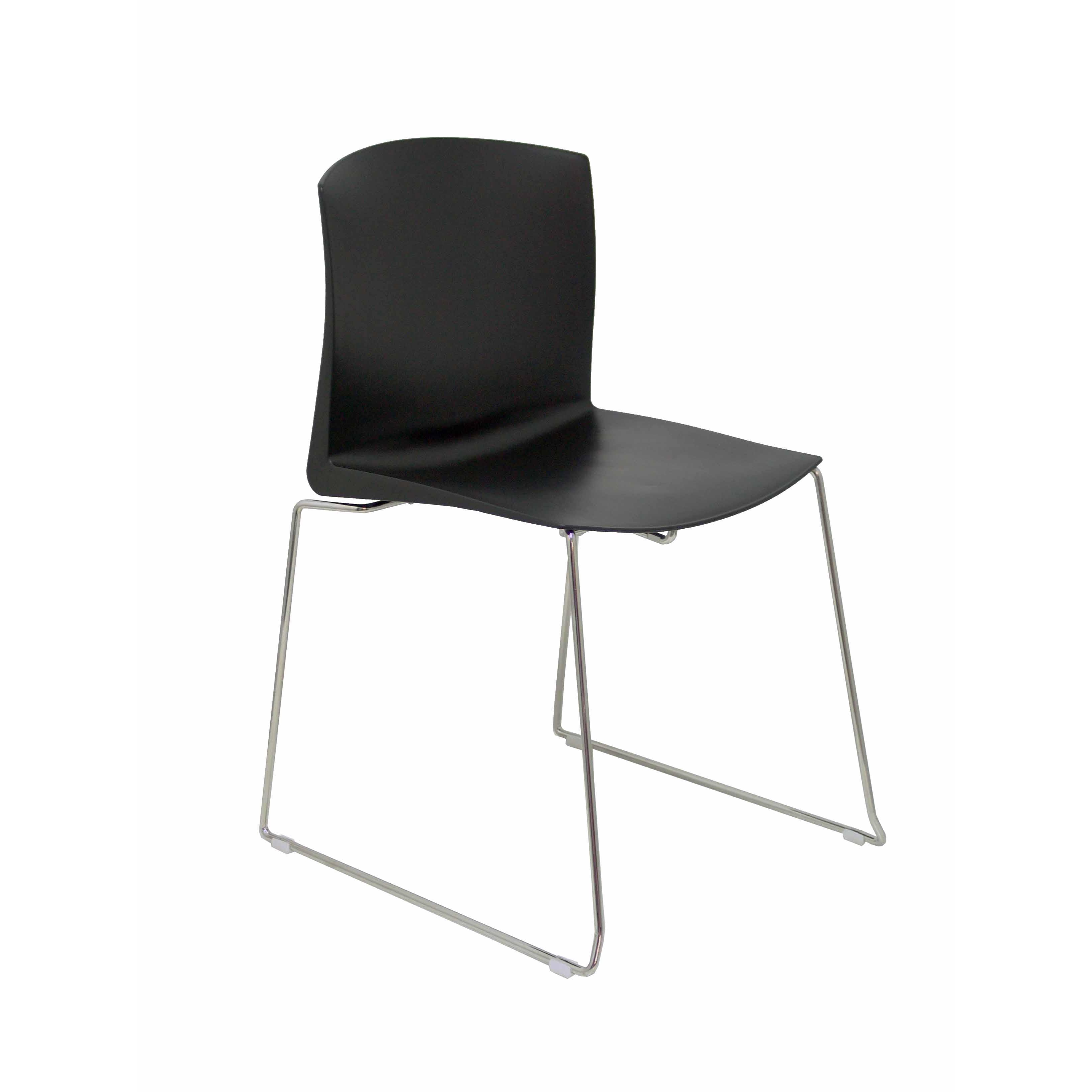 Piqueras Y Crespo - Pack 4 Sillas Boniches Negro Ergonómicas y Apilables