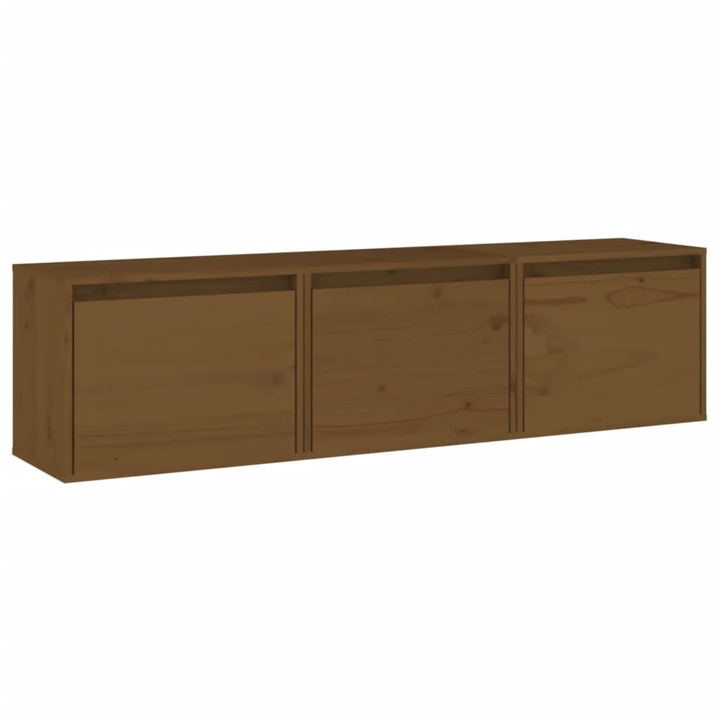 vidaXL Muebles para TV 3 piezas madera maciza de pino marrón miel