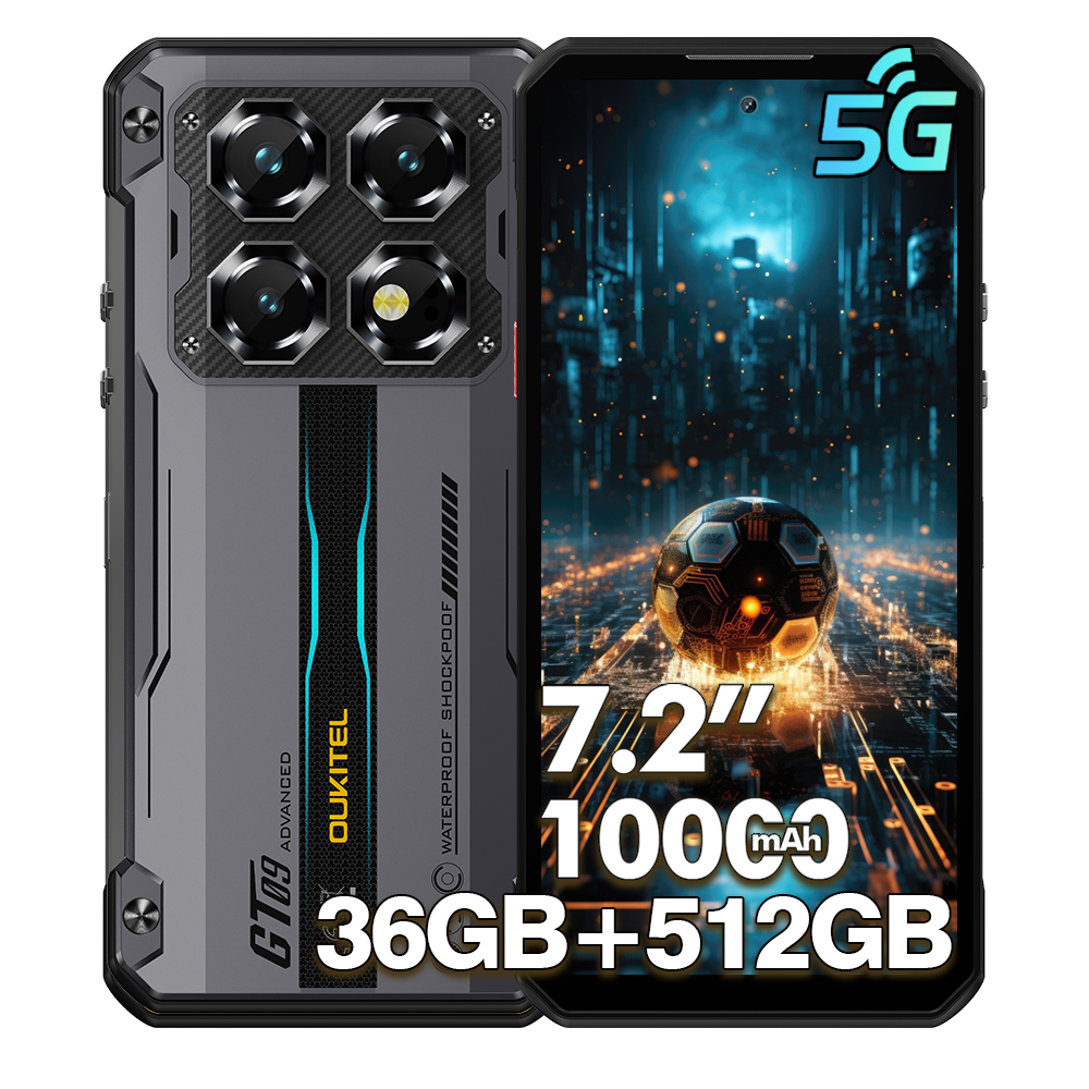 OUKITEL WP60 Smartphone 5g 36gb + 512gb 10000mah 7.2" Teléfono Resistente 108mp 120hz nfc Android 15 Dual sim Movil - Negro