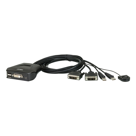 Conmutador KVM USB DVI de 2 puertos con selector de puerto remoto de Aten | Selector de puerto remoto | Conmutador KVM USB DVI de 2 puertos con selector de puerto remoto