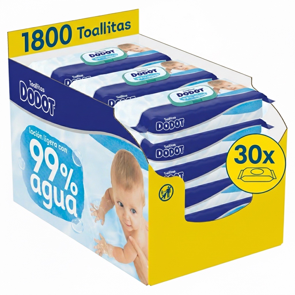 Dodot 99% Aqua Toallitas Para Bebé 30 Paquetes De 60 Unidades = 1800 Toallitas