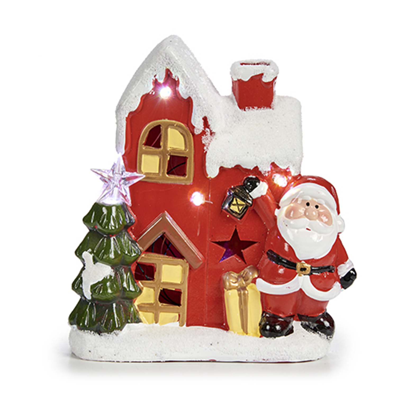 DAM. Figura de Papá Noel con casita. 18x9x20cm