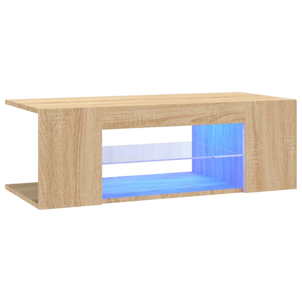 vidaXL Mueble de TV con luces LED 90x39x30 cm, Mueble de Salon, Mueble TV, Mueble TV salon, Mesa de TV, Mueble tele