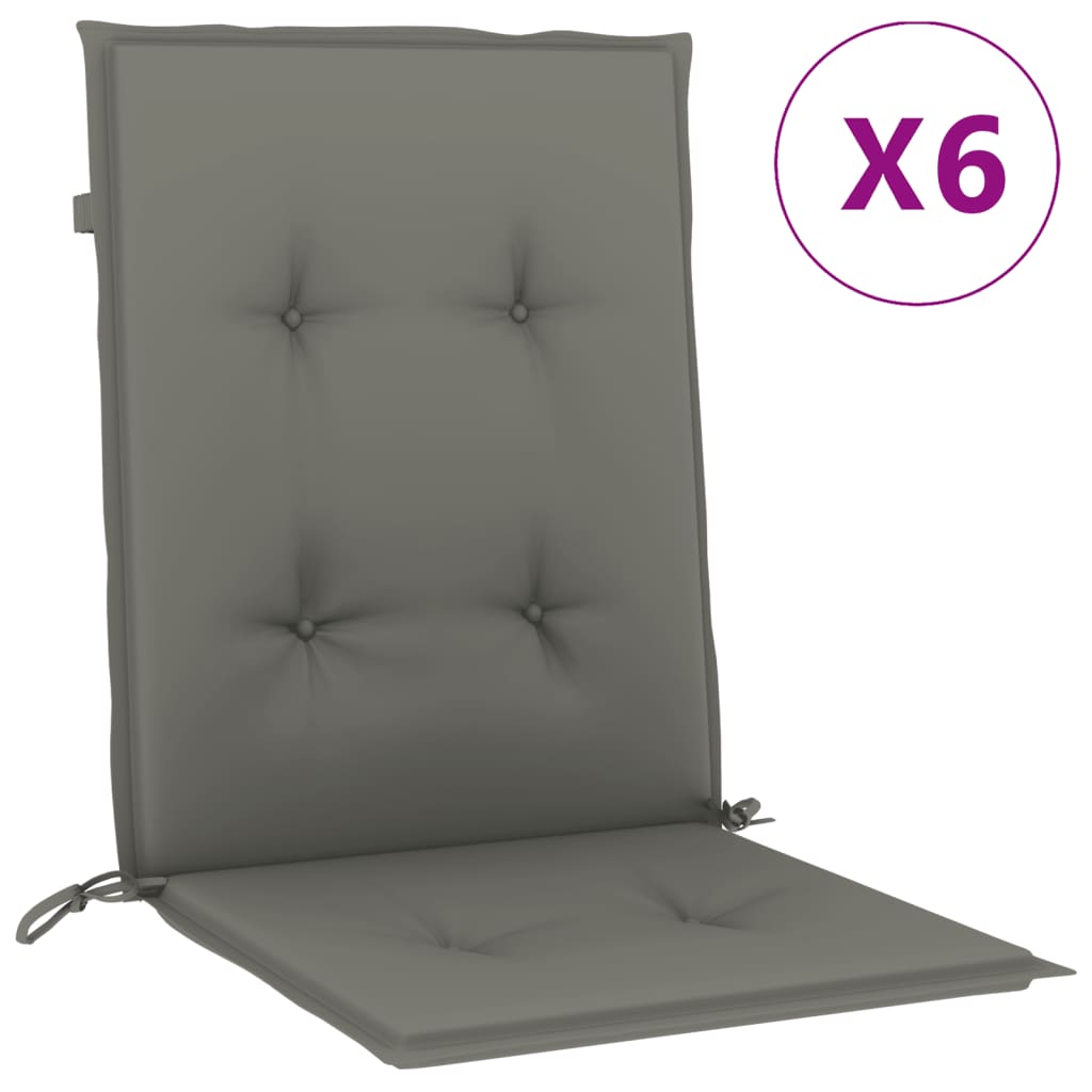 Vidaxl Cojines Silla Respaldo Bajo 6 Ud Tela 100x50x4 Cm Color Antracita Melange
