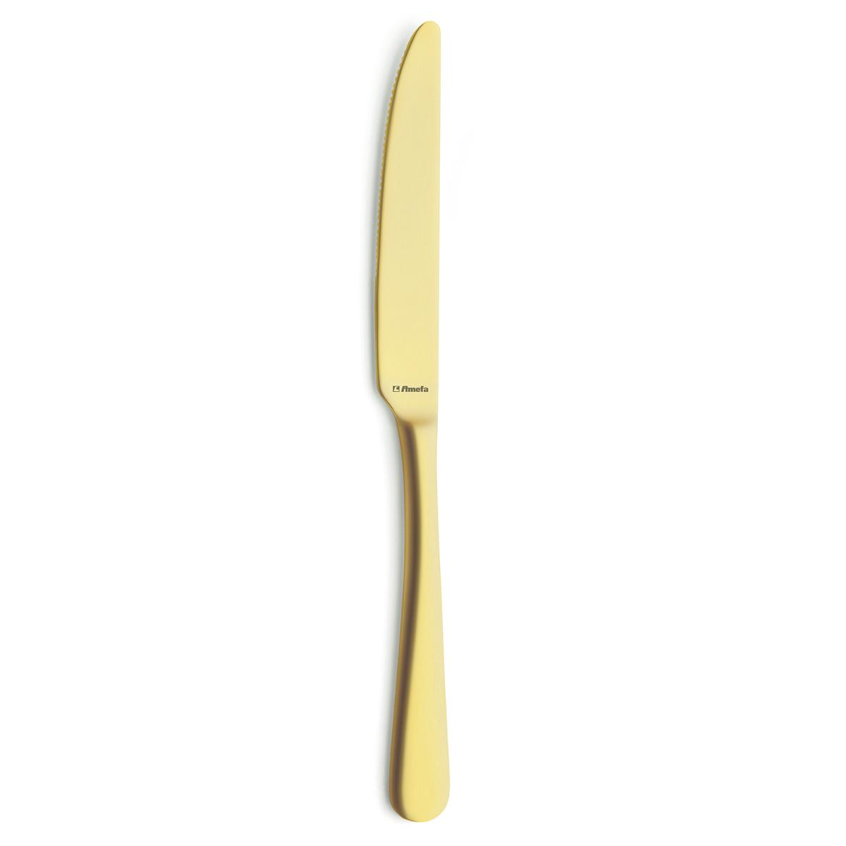 AMEFA AUSTIN DORADO Caja 12 Cuchillo Mesa Acero Inox 23,5CM-2,5MM Oro Mate Fácil de limpiar Larga duración
