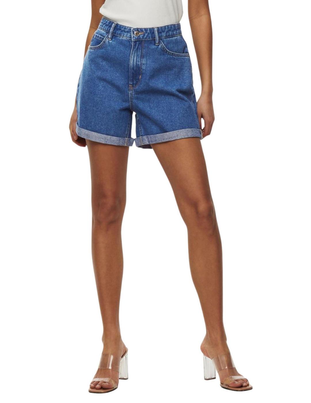 Short Only Vega azul medio bajo con dobladillo de mujer