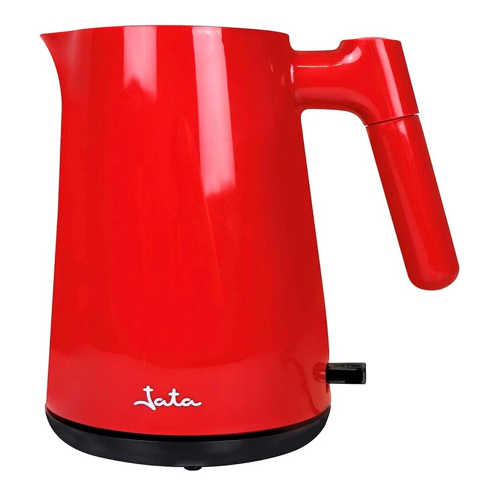 Jata - Hervidor de agua 1L JEHA1038 con resistencia oculta y filtro integrado, potencia 2200W para té y café, diseño rojo compacto y seguro con desconexión automática