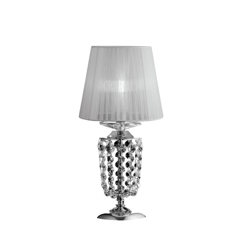 Lámpara de mesa Mozart de hierro y latón cromado con pantalla de 1 luz H.40 Ø20 BL189-LT-CR - Bonetti Illumina