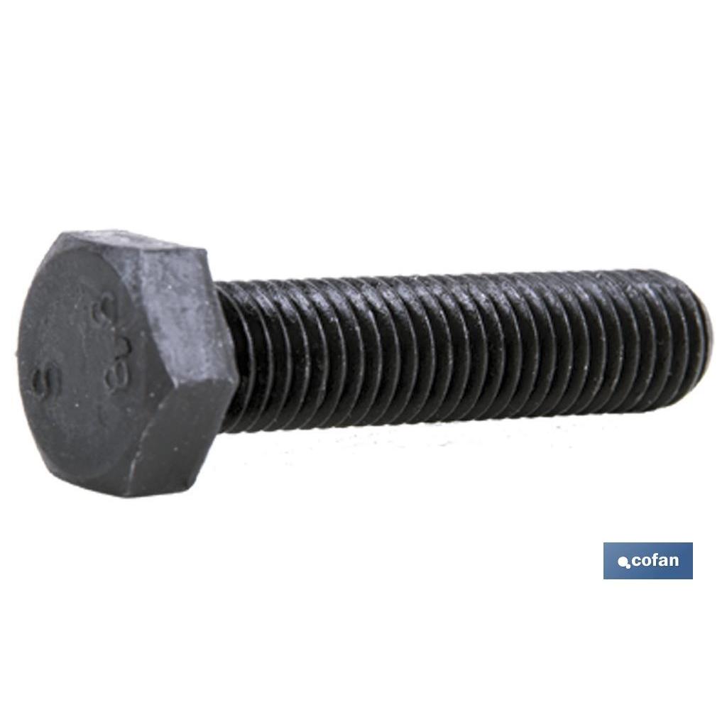 Cofan Tornillo Cabeza Hexagonal Whitworth (UNC) DIN-933, Rosca Total, Clase 8.8, Color Negro. Medidas Desde 1/4 Hasta 1; 5 UNIDADES