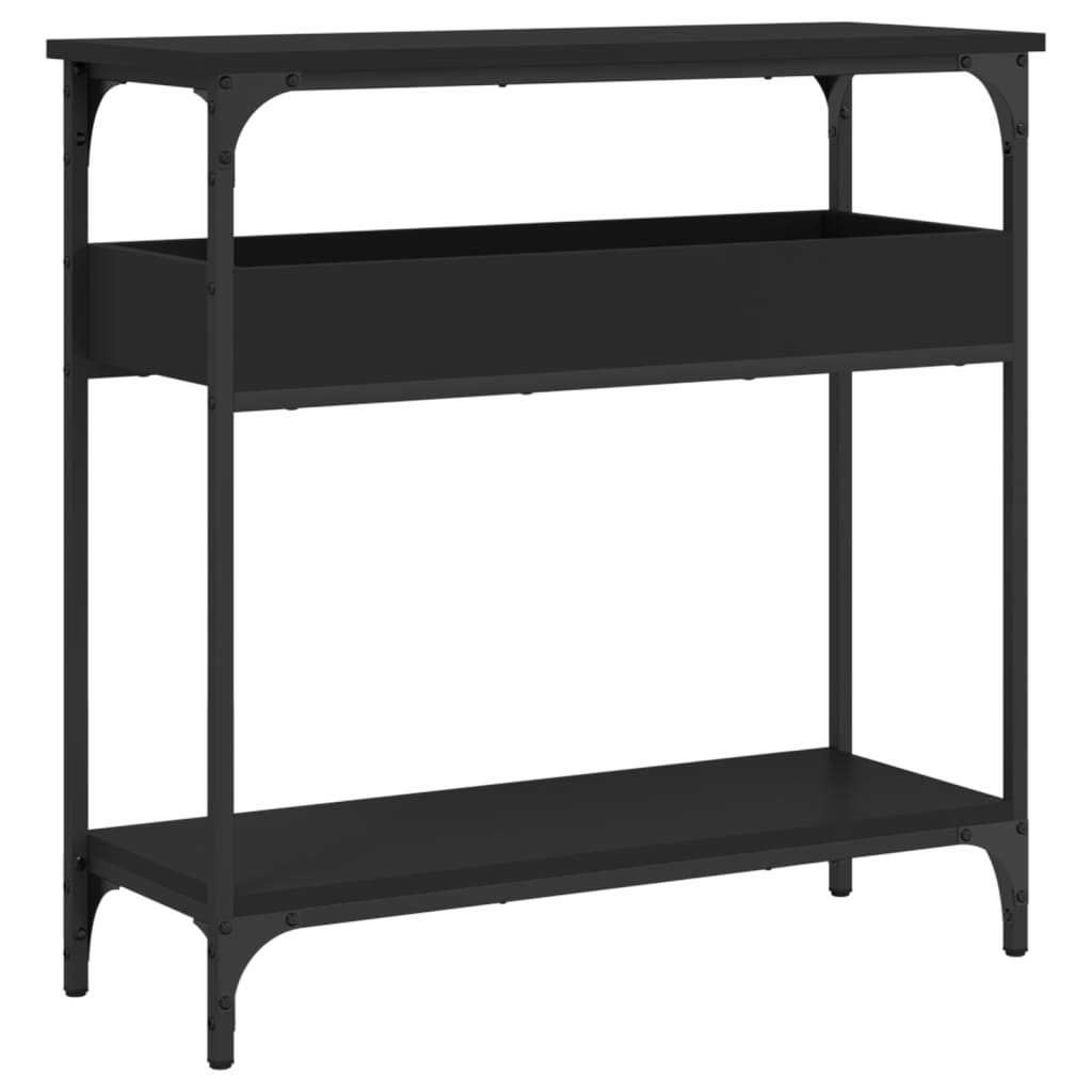 Vidaxl Mesa Consola con Estante Madera Ingeniería Negra 75x29x75 Cm