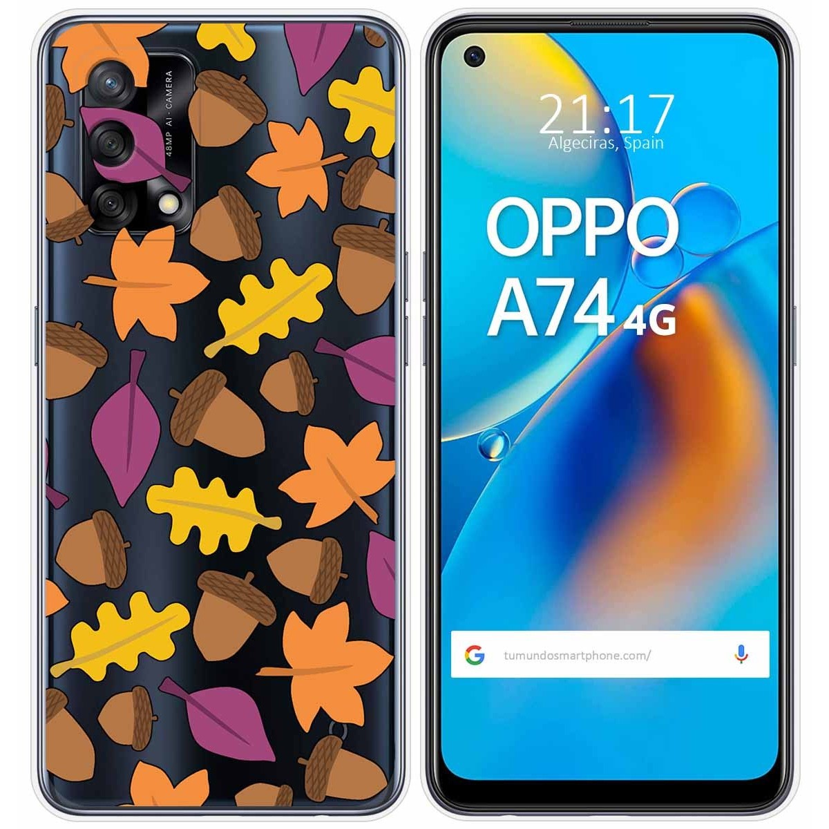 Tumundosmartphone Funda Gel Transparente para Oppo A74 4G diseño Otoño Dibujos