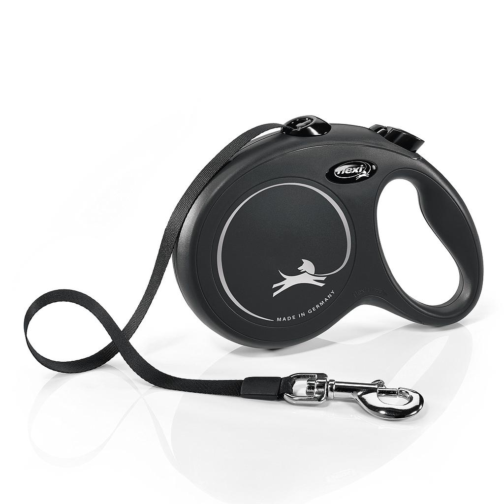 Yagu - Correa retráctil FLEXI CLASSIC L para perros medianos y grandes (hasta 50 kg), longitud 5 metros, con LED Lighting System y Multi Box, negro