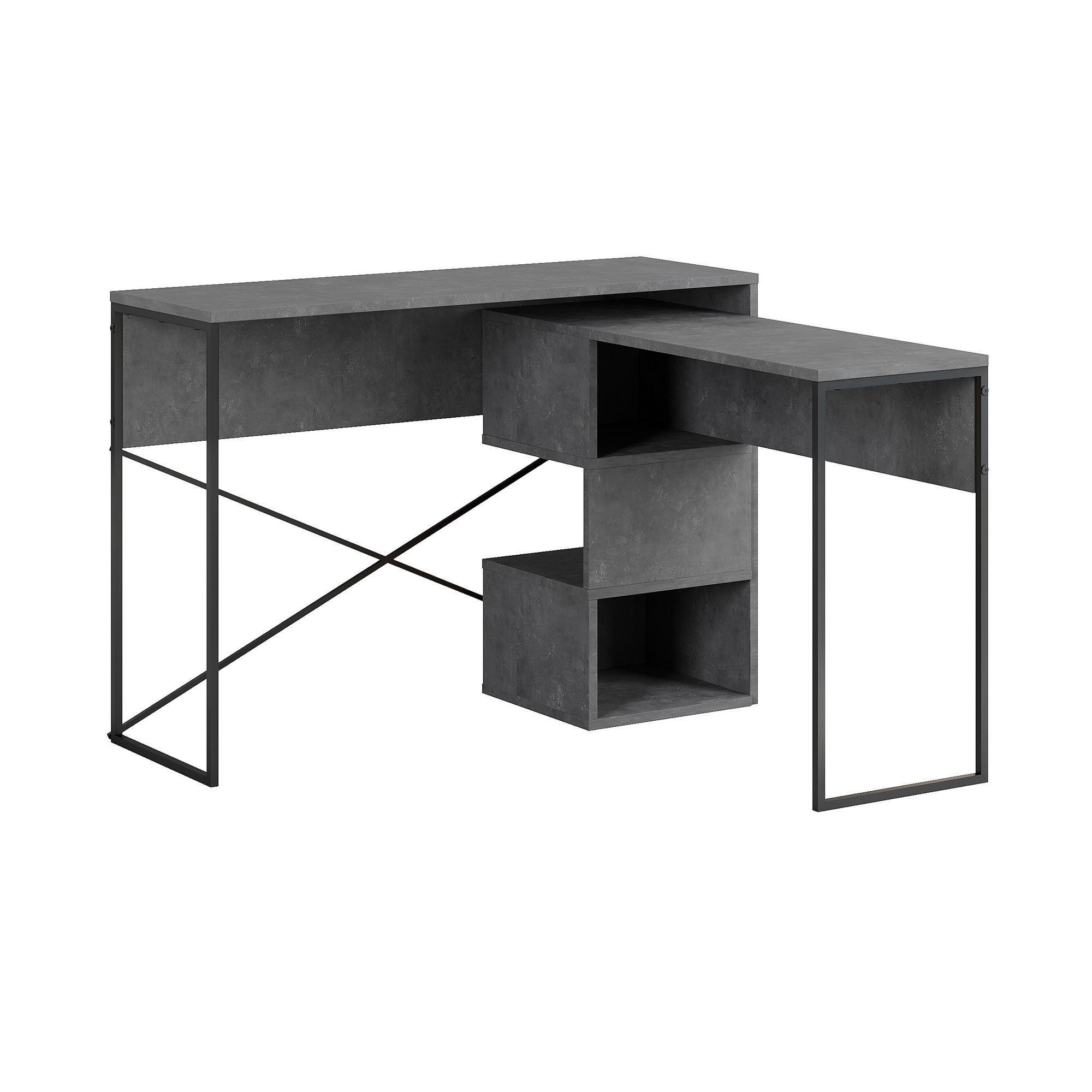 Habitat y Jardin - Escritorio modular de madera "Badau" - 110 x 102 x 77 cm - Gris