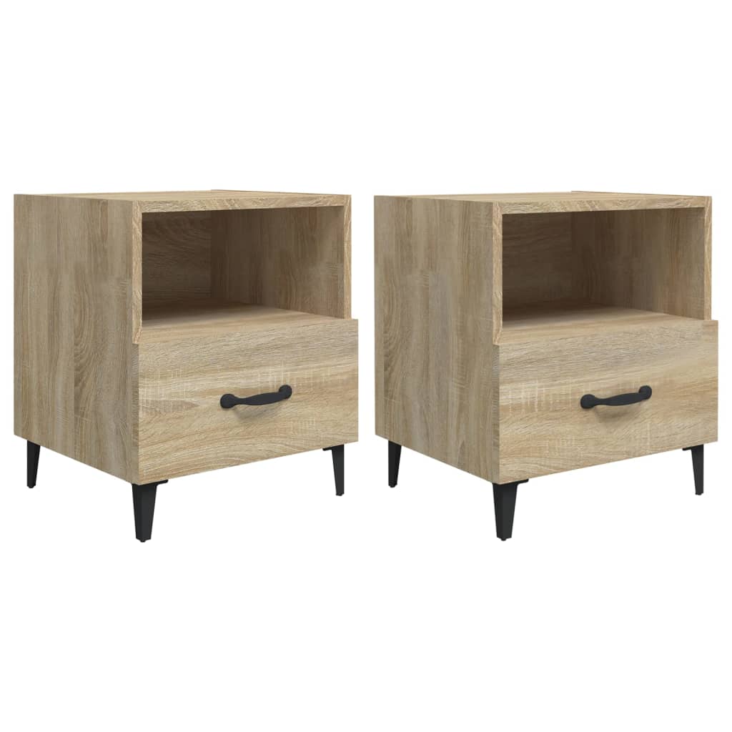 Vidaxl Mesitas de Noche 2 Unidades Madera Contrachapada Blanco