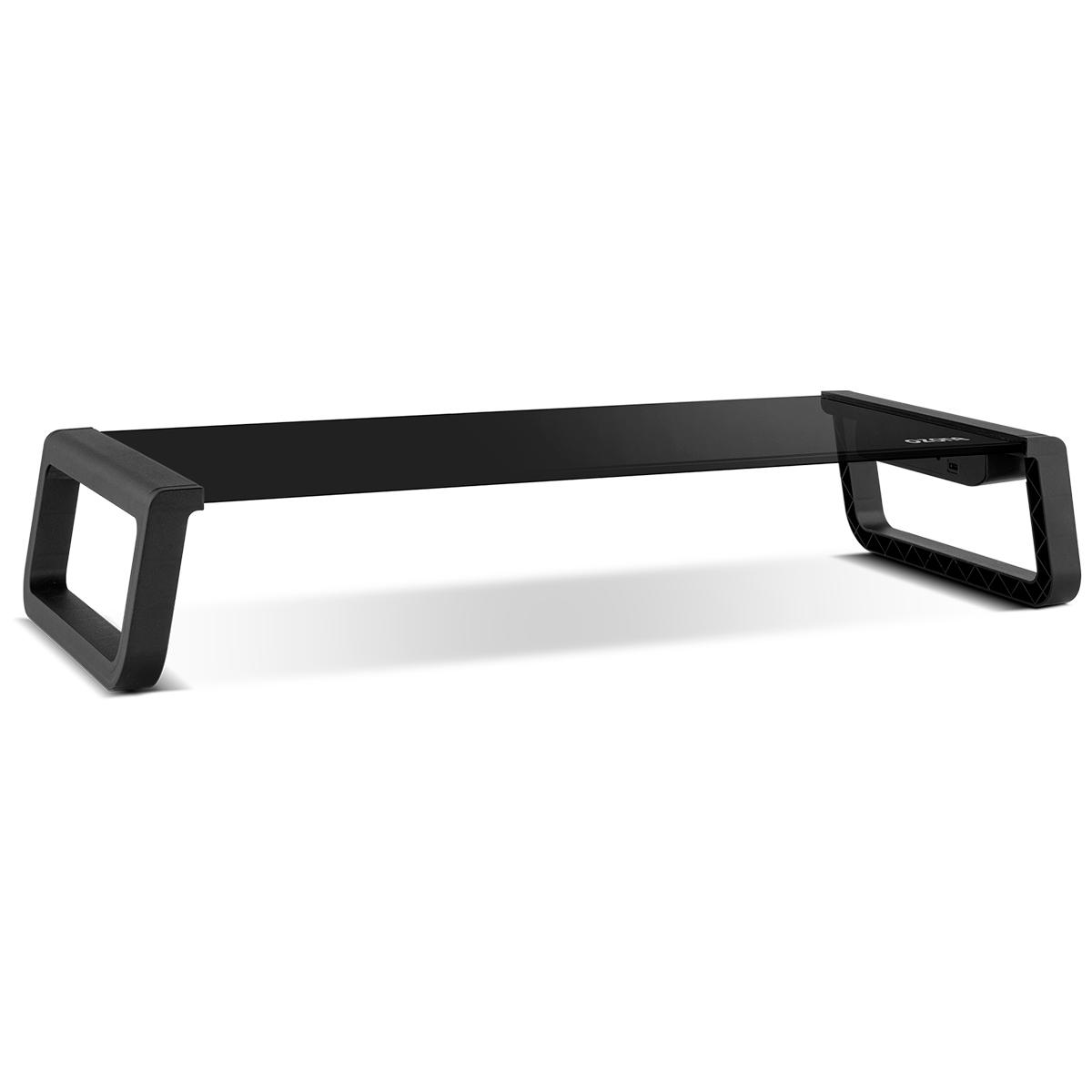 OZONE RISER PRO Soporte monitor - Soporte Portatil para tu PC, Vidrio Templado, 4xUSB 3.0, Negro