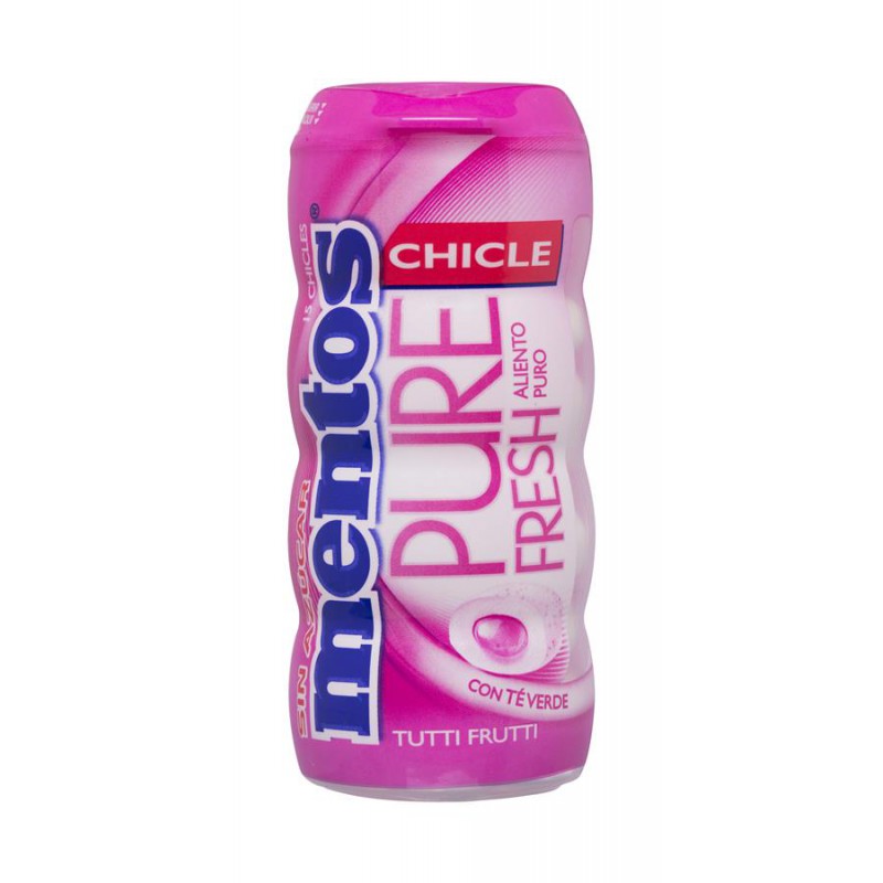 Mentos gum caja con 10 botes - Sabores de frutos rojos, hierbabuena, menta, tutti frutti y menta