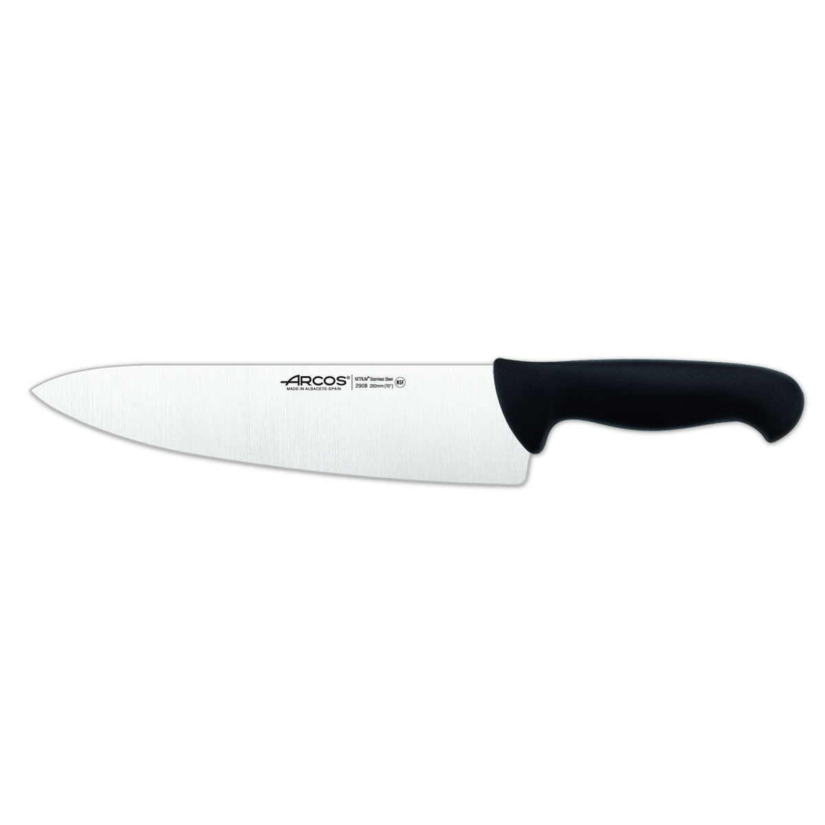 Cuchillo de Cocinero Arcos Colour - Prof 290825 de Acero Inoxidable Nitrum y Mango Ergonómico de Polipropileno de Color Negro y Hoja de 25 Cm