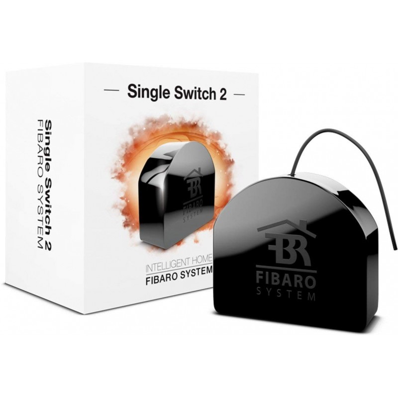 Fibaro Z-Wave FIBE FGS-213 Dimmer 2, Controlador de un solo interruptor con 2 tomas, Negro