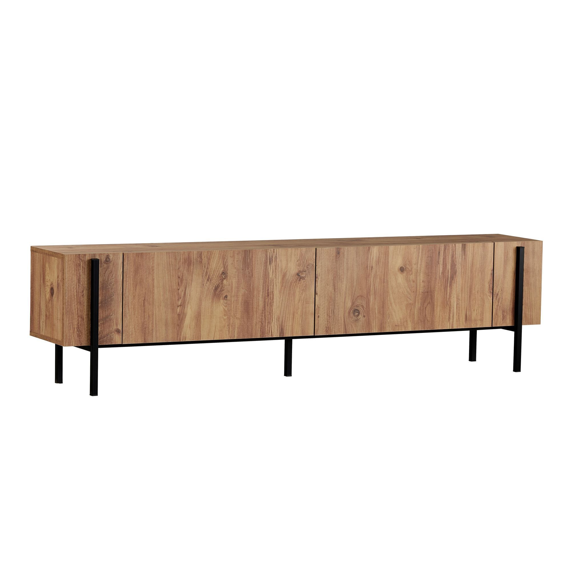 Habitat y Jardin - Soporte de TV de madera "Nexus" - 180 x 30 x 45 cm - Pino Atlántico / Negro