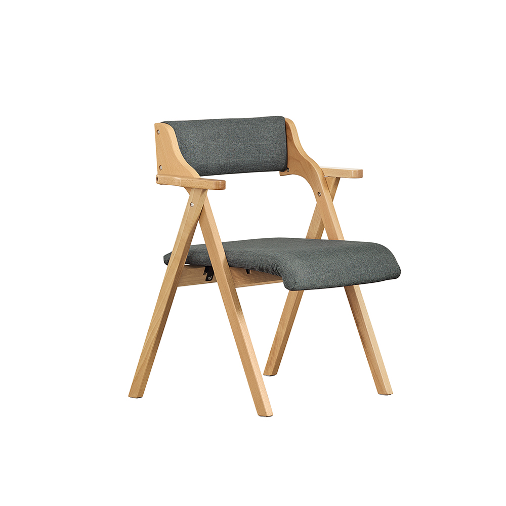 SoBuy Silla Plegable de Madera con Cojín Acolchado - Silla de Cocina y Jardín en Gris Oscuro