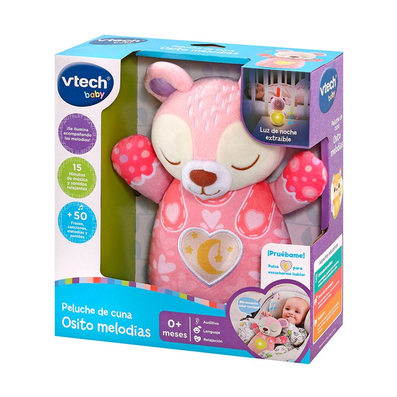 Peluche de Cuna Osito Rosa con Melodías.