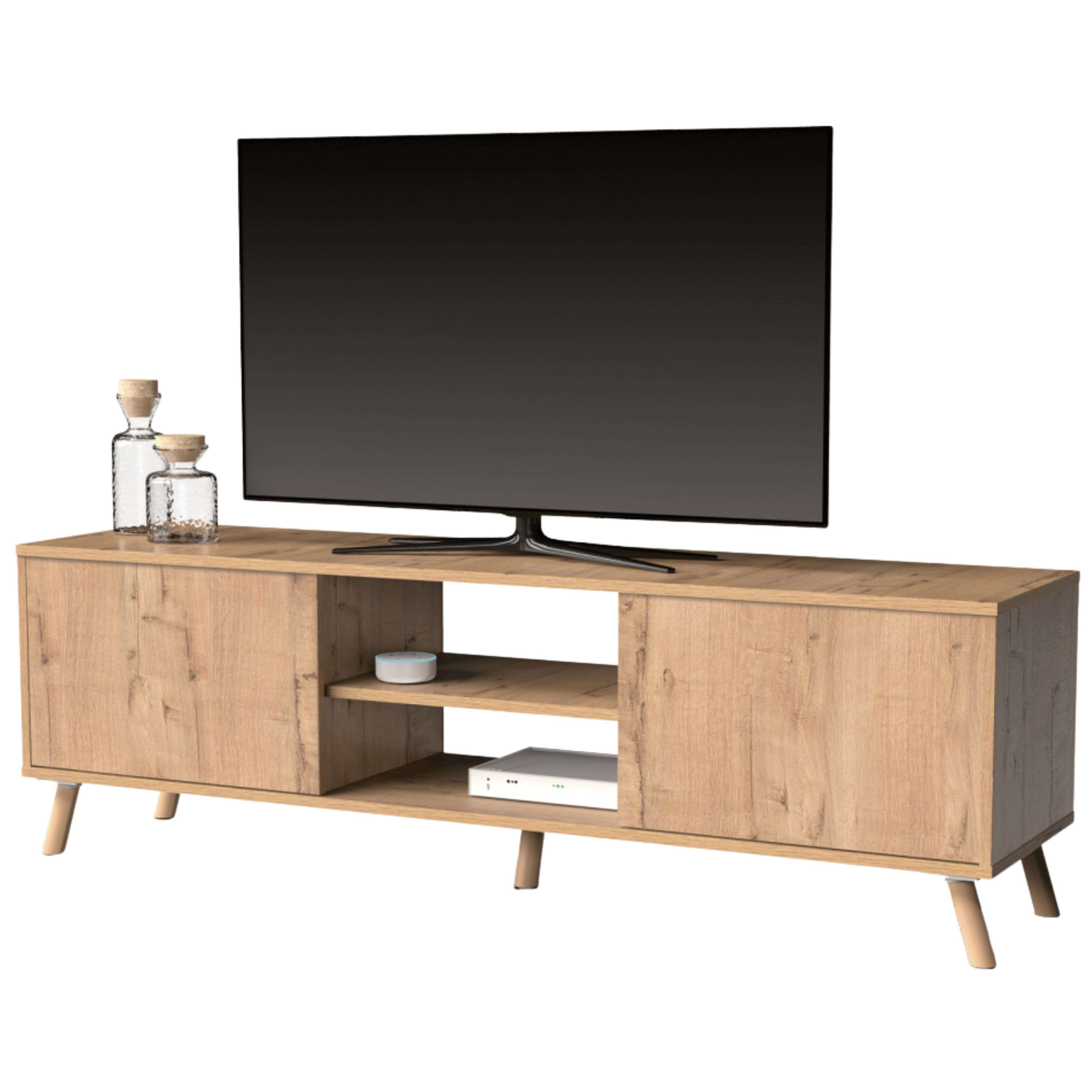 Miroytengo Mueble de TV Oslo Salón Comedor 2 Puertas 1 Estante Color Roble Gold 160 cm
