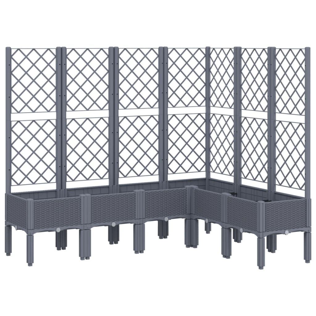 vidaXL Jardinera con enrejado PP 160x120x142 cm Color Gris,  Gris claro,  Negro y mas