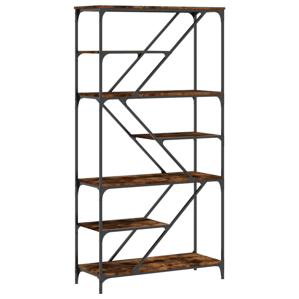 Vidaxl Estantería de Madera de Ingeniería y Acero 91x36x176cm Negro para Oficina, Estudio, Sala de Estar, Dormitorio