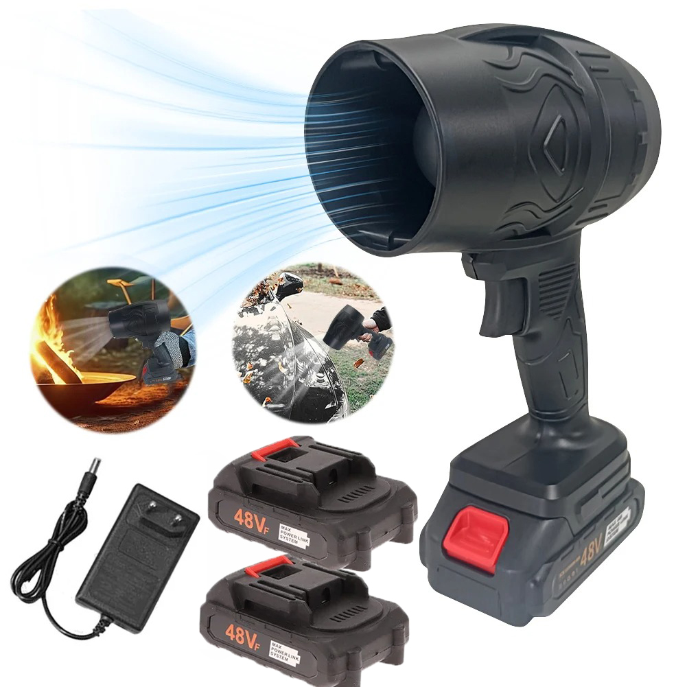 Soplador de Aire Portátil Multifuncional Inalámbrico con 2 Baterías Recargables 48V 1200mAh, Motor de Alta Potencia – Limpiador de Polvo, Secado Rápido para Hogar, Coche, Teclados y Exterior