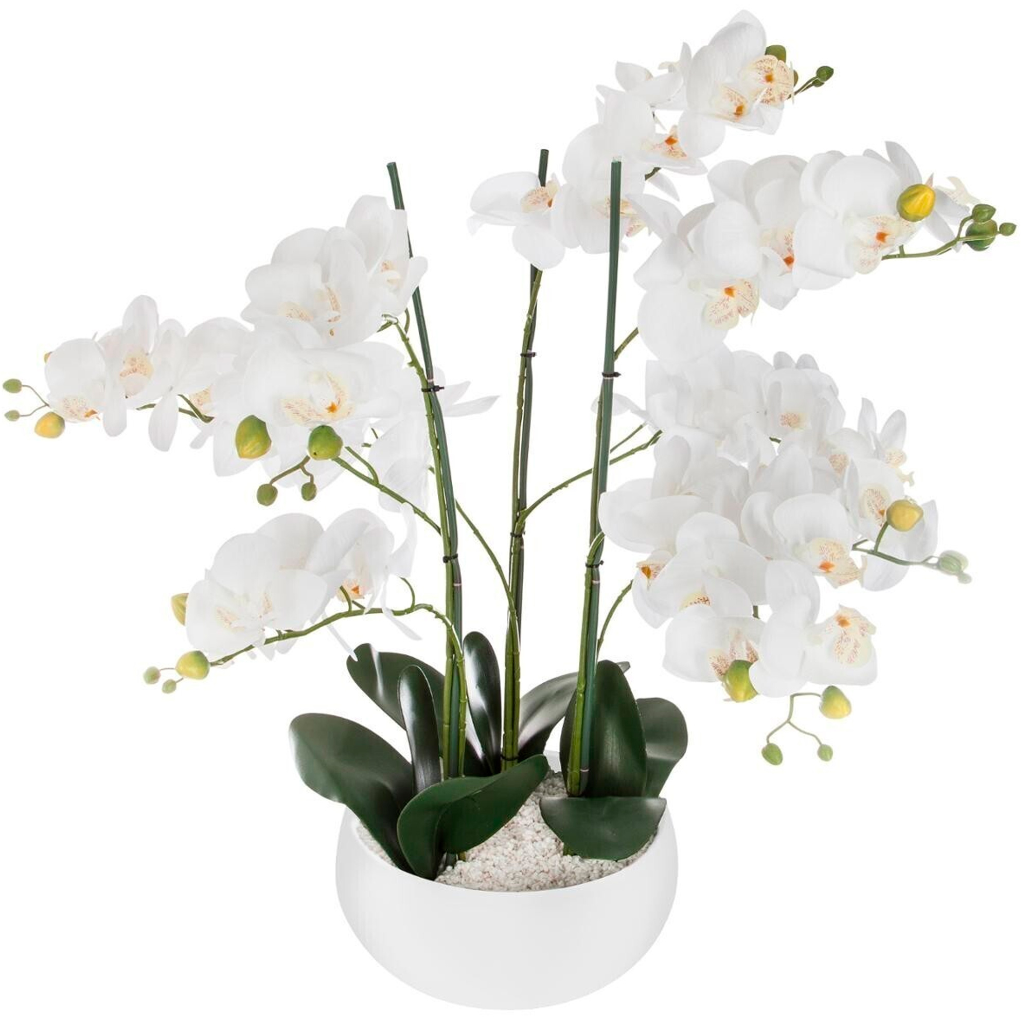 Orquídea Artificial Atmosphera en Maceta Cerámica Blanca H65 - Decoración Interior Moderna y Elegante