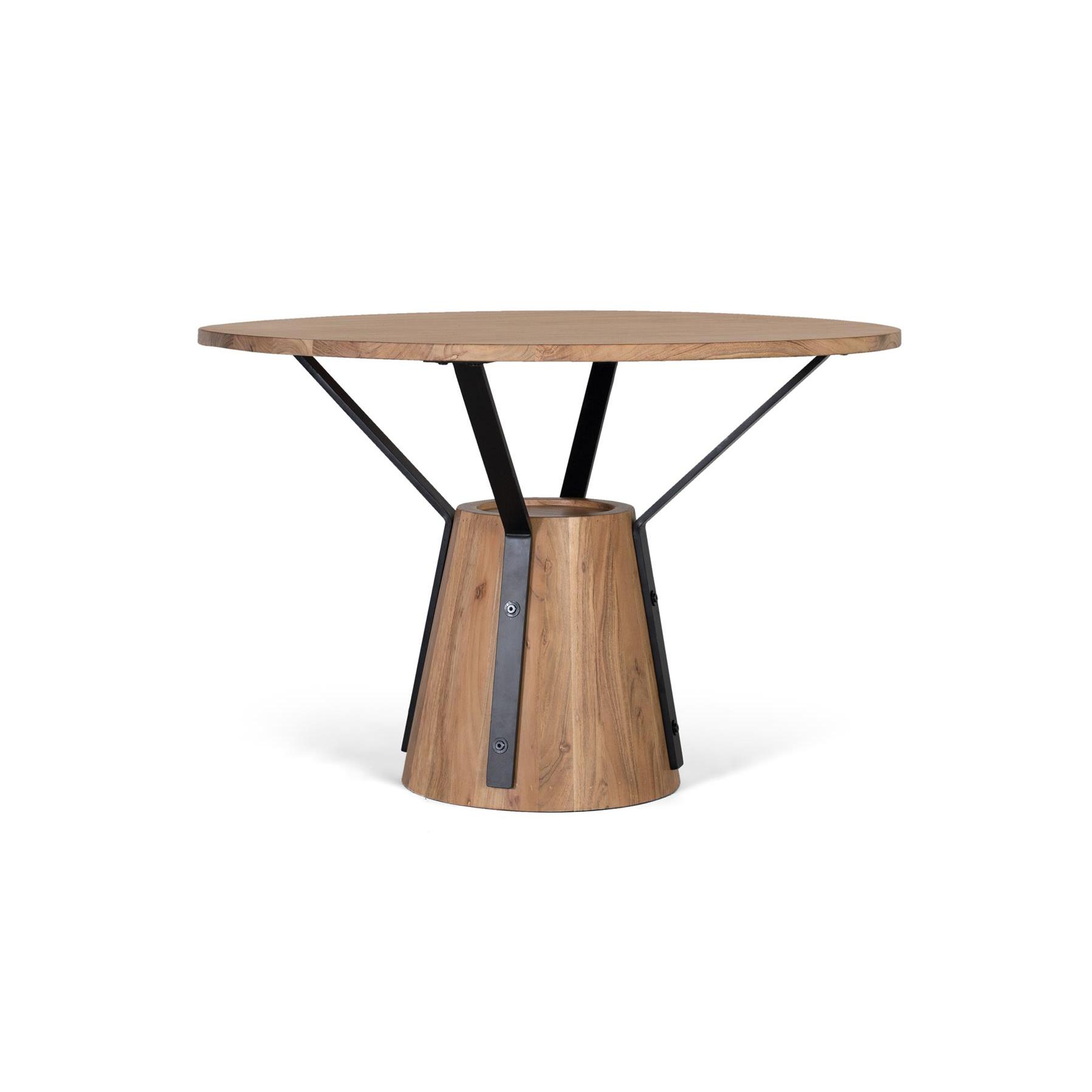 Mesa de comedor redonda en madera de mango y metal 116cm diámetro