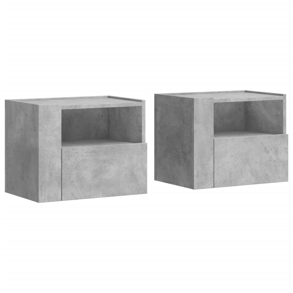 Vidaxl Mesitas de Noche de Pared 2 Unidades 45x30x35 Cm Gris Hormigón