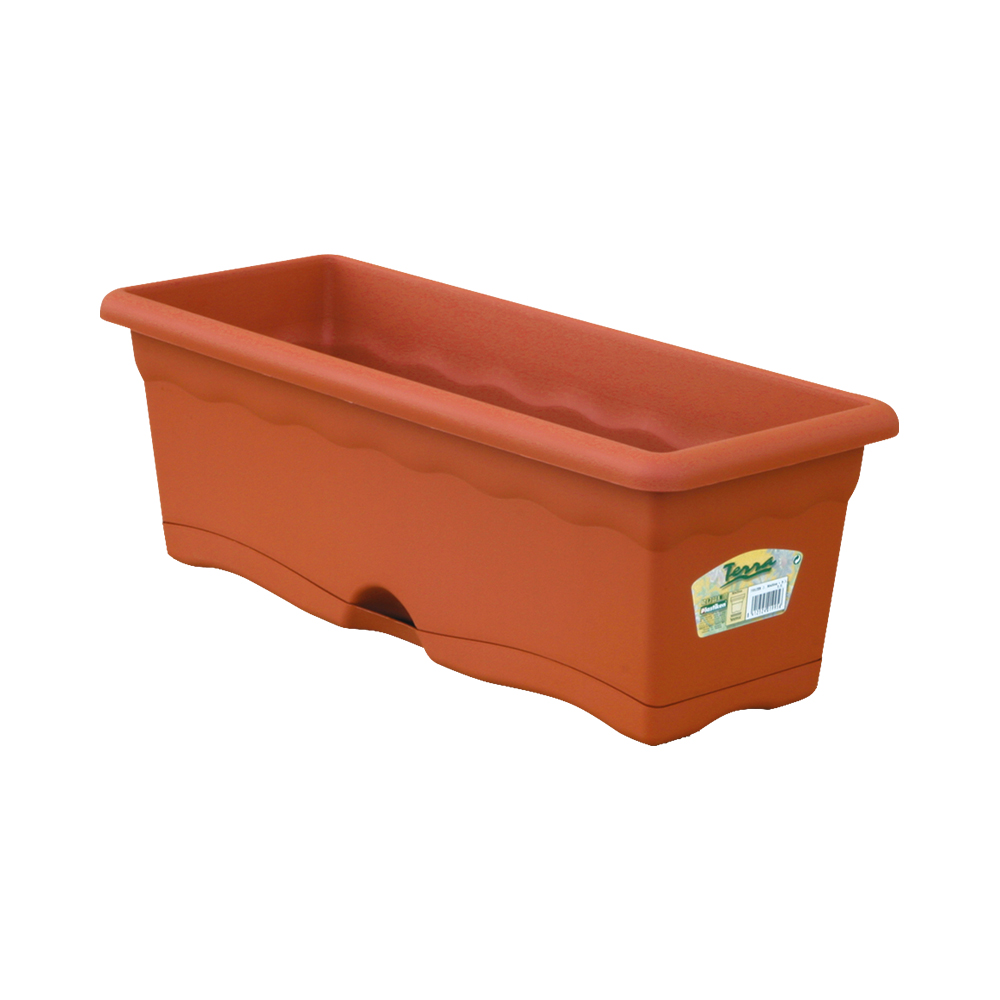 Plastiken Jardinera Terracota con Plato Integrado 60x20cm para Exterior