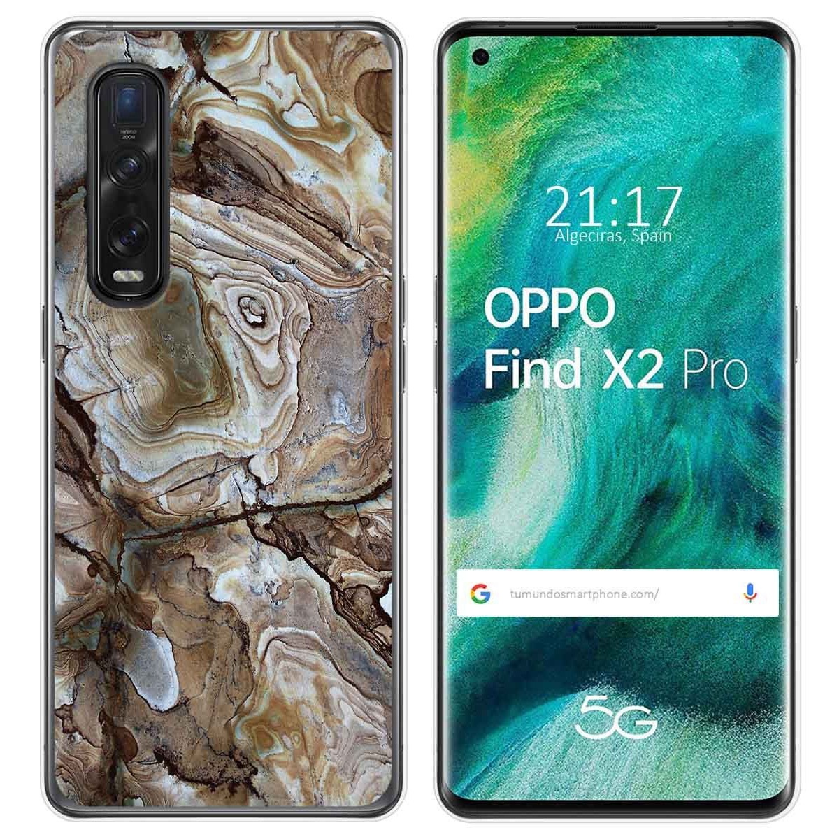 Tumundosmartphone Funda Gel Tpu para Oppo Find X2 Pro diseño Mármol 14 Dibujos