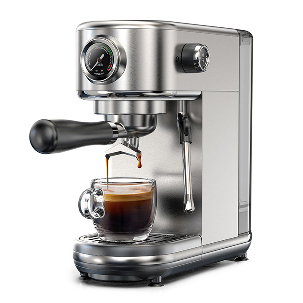 Cafetera semiautomática portátil HiBREW H10B, 20 bares, brazo para café molido, temperatura ajustable, tanque agua 1.3L, varilla vapor para espuma, incluye molinillo eléctrico
