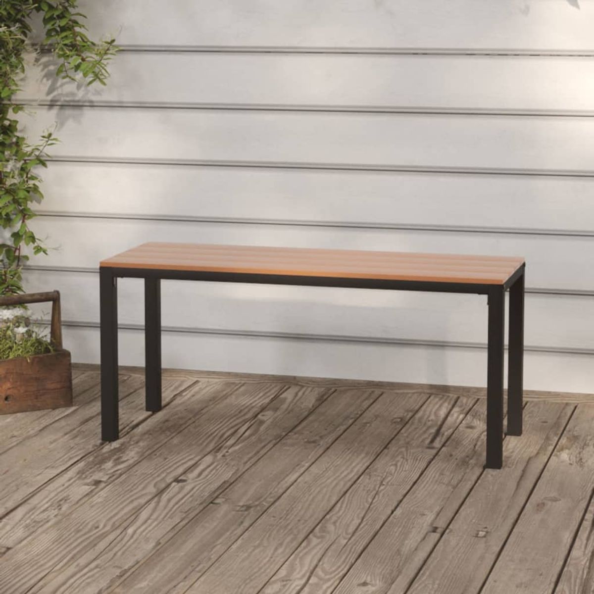 Banco de exterior Lotan 2 plazas marrón/negro 45x110x39 cm