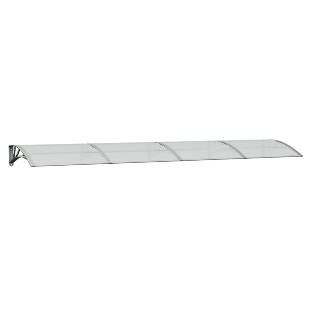 vidaXL Marquesina puerta policarbonato gris y transparente 350x75 cm Protección Rayos UV para Terraza Patio Exterior Jardín