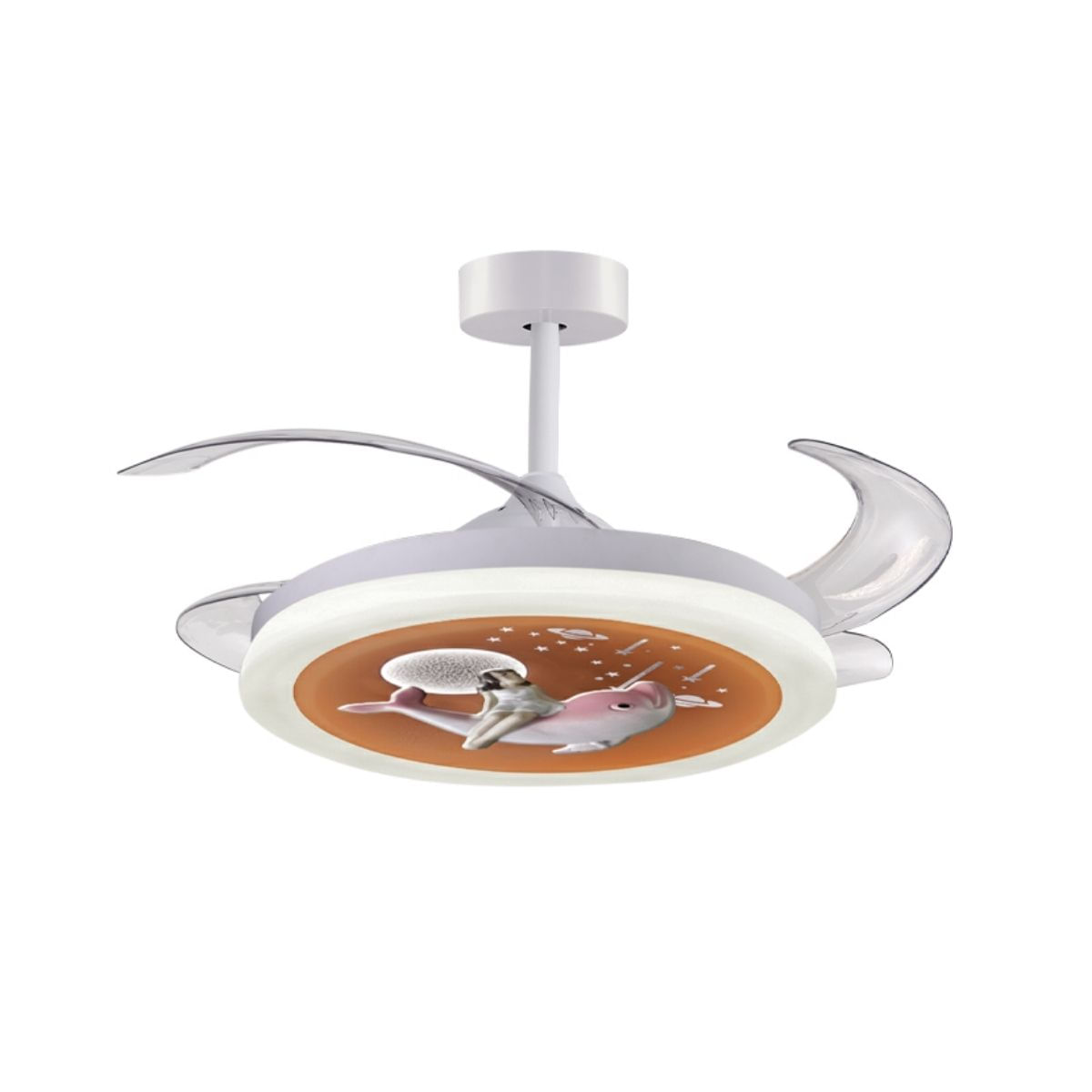 Ventilador de techo infantil Delfín Mini 96W 4 aspas retráctiles blanco Ø91 cm