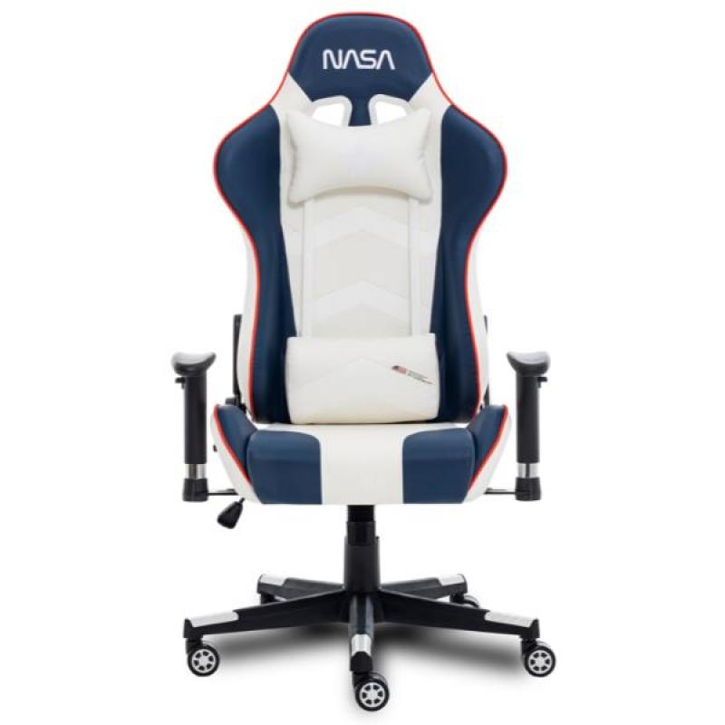 NASA SU017-BWR Silla Gaming, Reclinable 180 Grados, Apoyabrazos Ajustables 2D, Construcción Resistente