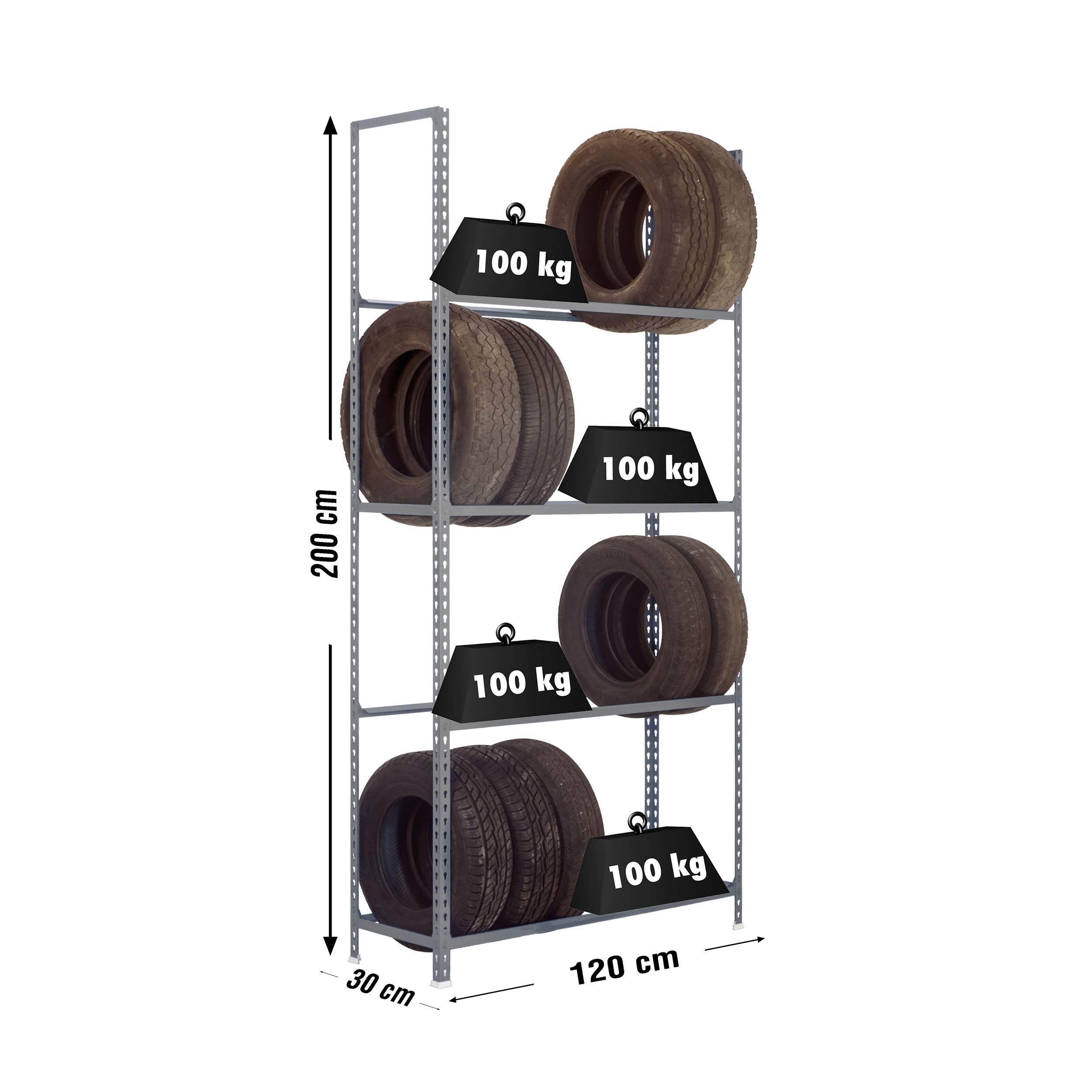 Estantería SIMONRACK Autoclick llantas megaplus 4/300 gris