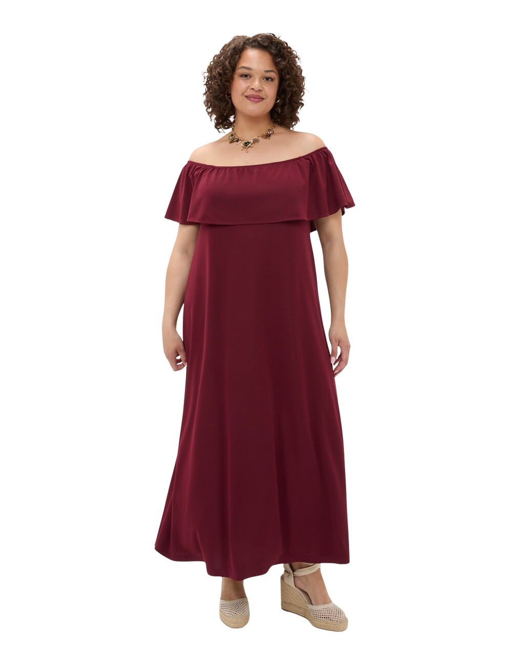 Fiorella Rubino - Vestido largo Chill off-shoulder con volantes