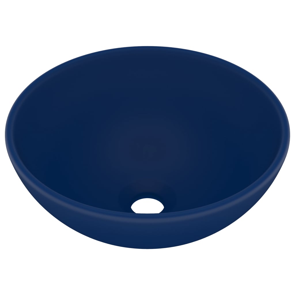 vidaXL Lavabo de Lujo Redondo Cerámica Mate Tocador Montado Encima Color matte light blue,  matte dark blue,  matte white y mas
